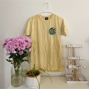SANTA CRUZ pastel yellow tee- worn